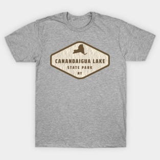 Canandaigua Lake State Park New York - Tree Log Texture Wooded Sign Sticker T-Shirt